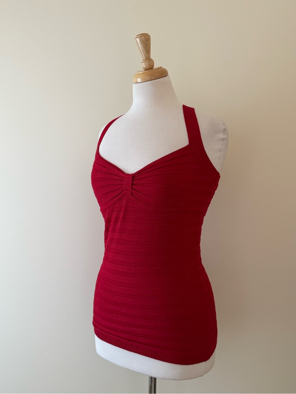 Suzy Shier Red Ribbed Criss-Cross Knit Tank | Y2K | Pin Up
